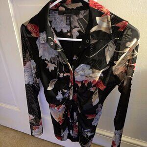 WHBM mesh button down top